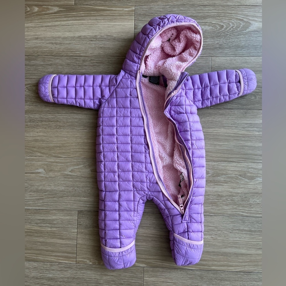 SNOZU Infant Hooded Fleece Lined Quilted Snowsuit Pink Size 9-12M
